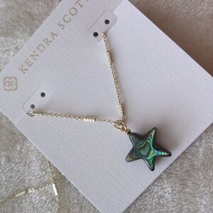 Kendra Scott Jae Star Pendant Gold Abalone Carved Necklace New Nwt Adjustable